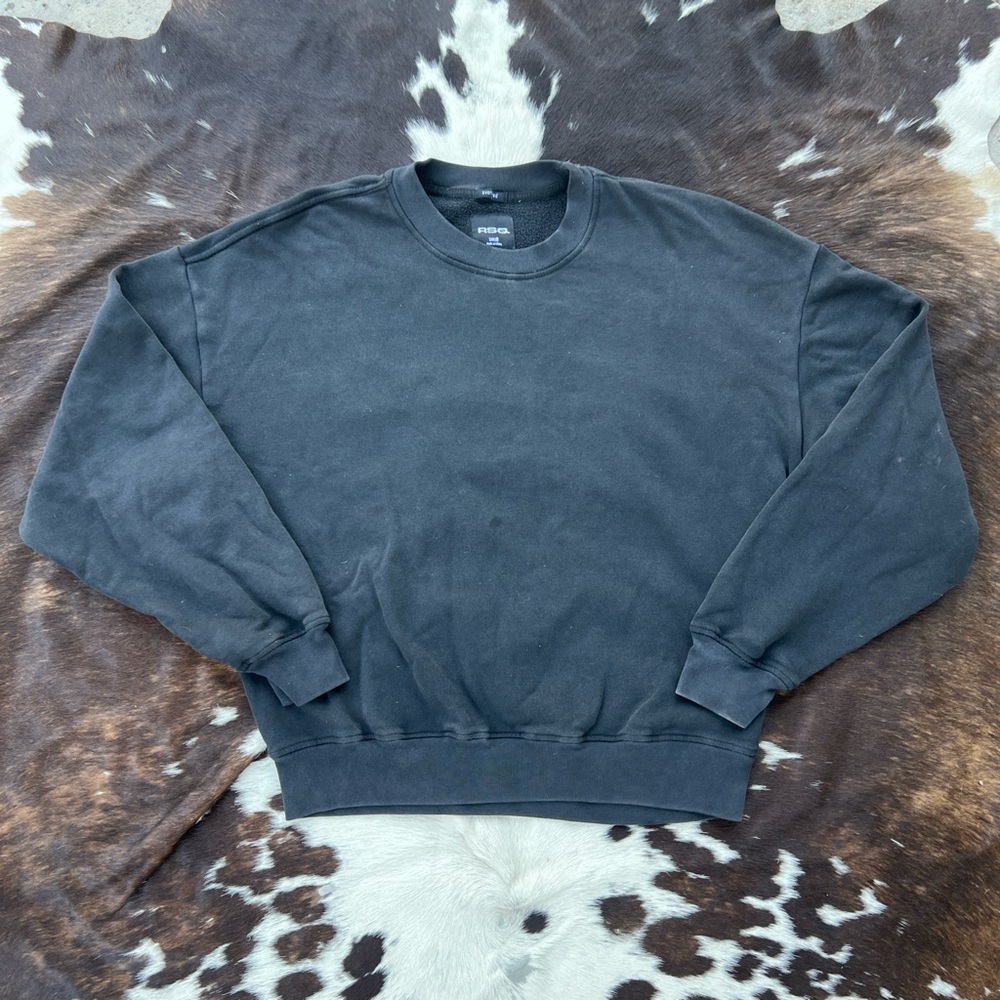 RSQ oversized charcoal crewneck sweatshirt with a worn-in look
